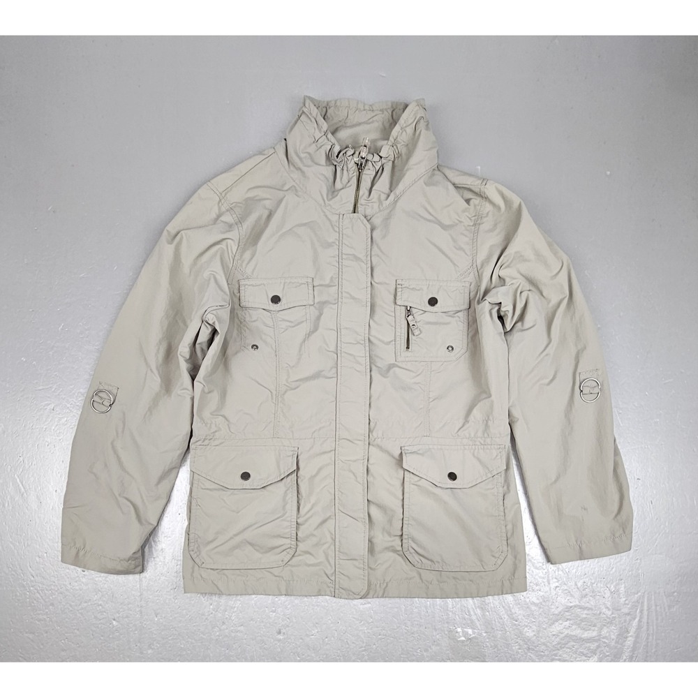 Eddie Bauer Womens Size XL Khaki Utility Safari Field Collared Jacket Coat